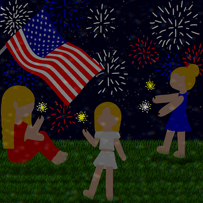 4th of July design digitalart fireworks illustration