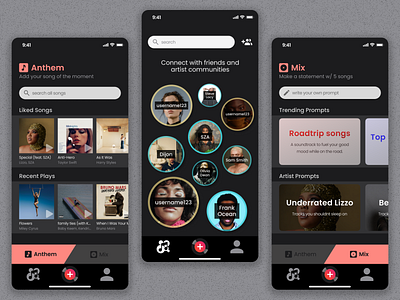Anthems - Music Sharing App app branding design figma graphic design logo mobile ui vector