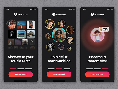 Anthems - Music Sharing App app branding design figma graphic design illustration logo mobile music ui vector