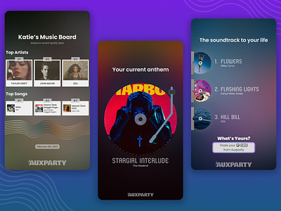 Auxparty app branding design figma graphic design illustration logo mobile music ui vector