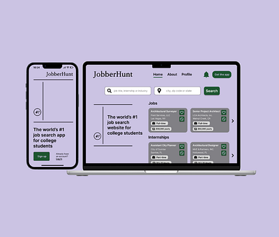 Job Search Service Responsive Designs app branding design illustration ui ux