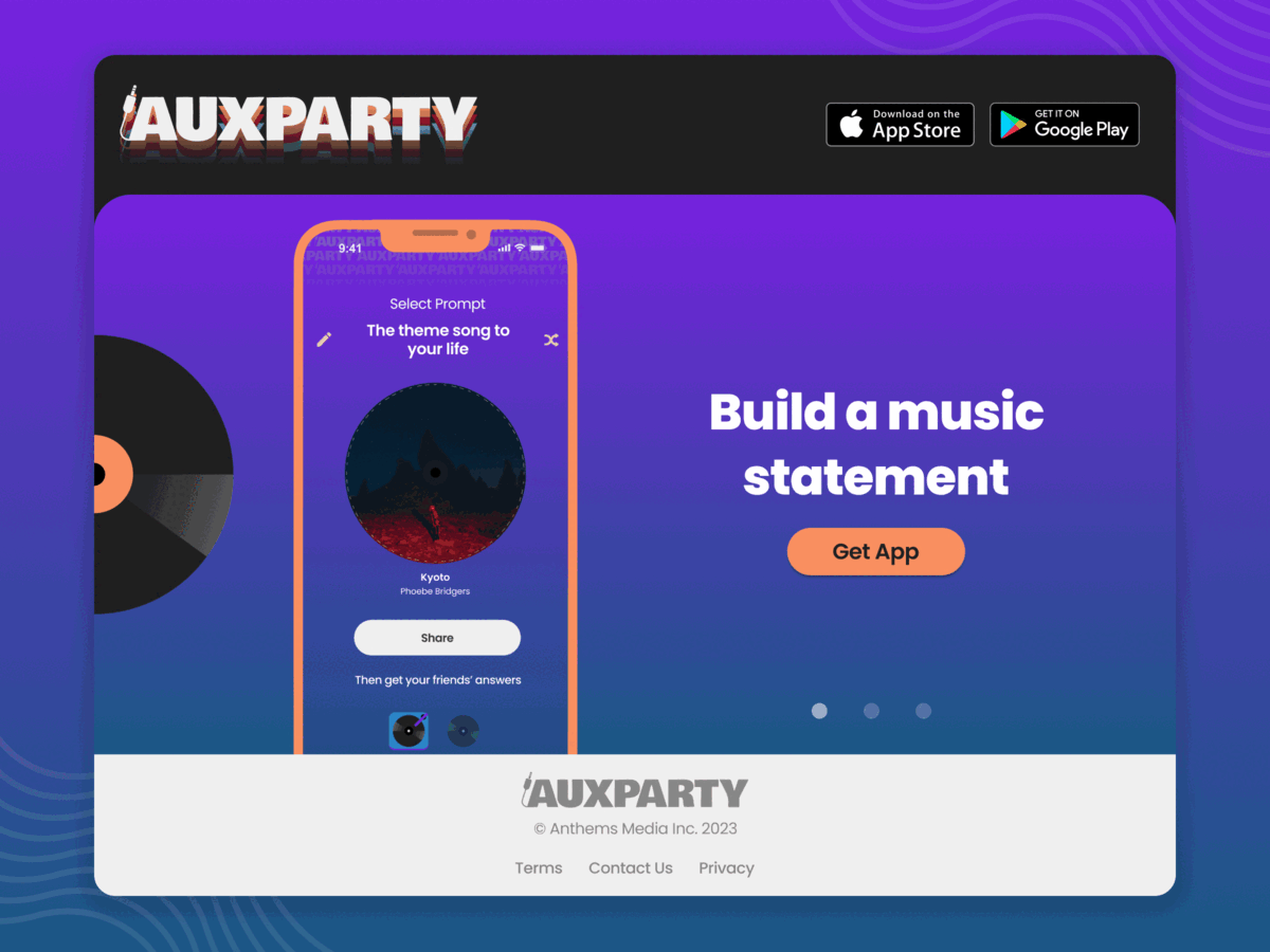 Auxparty branding logo music website