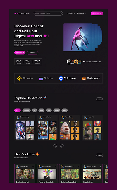 NFT Landing Page design nft design nft landing page ui ui design web3 web3 design