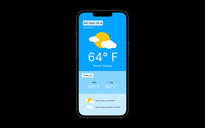 Daily UI Day 37 app cloudy daily ui daily ui day 37 dailyui design highs icon illustration lows partly cloudy ui ux weather weather app
