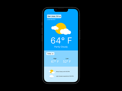 Daily UI Day 37 app cloudy daily ui daily ui day 37 dailyui design highs icon illustration lows partly cloudy ui ux weather weather app