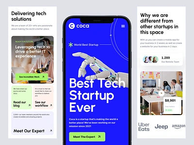 Coca - Tech Startup Responsive Landing Page agency blue branding coca company corporate it kit landing page profile responsive software startup tech technology template ui website