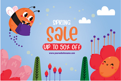 Spring Sale Banner Template advertising banner clothing discount flower illustration sale spring template vector