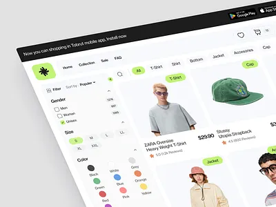 Tobrut - Catalogue Page catalouge clean cloth clothing dashboard design e commerce fashion market market place online store shopping store streetwear trend ui ui ux ux web web app