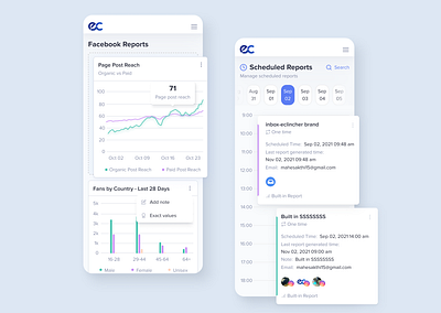 Reports page in new social media management platform analytics app charts dashboard data design designthinking mobile mobileappdesign mobiledesign platform scheduler statistics ui uidesign userexperience userinterface ux uxdesign