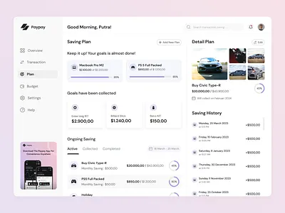 Paypay Money Management Dashboard - Plan dashboard mobile money money app money managment plan transaction ui website