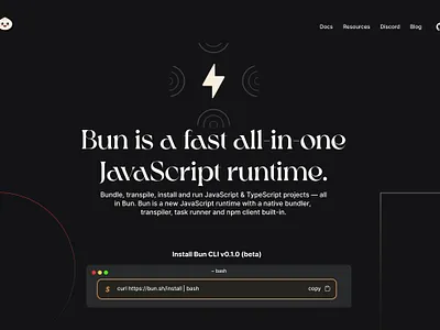 Bun dark design inspiration interface landing page ui