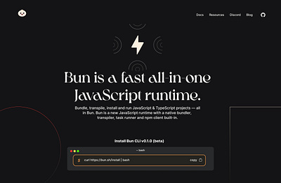 Bun dark design inspiration interface landing page ui