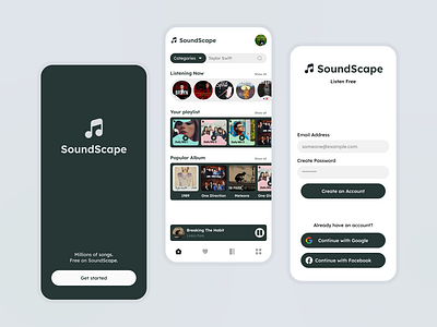 SoundScape - music app design app design mobile mobile ui music music app song ui