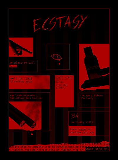 ECSTASY addictions alcoholism black colors dark design ecstasy eye inkscape poster red