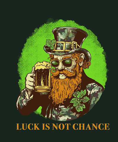 Luck is Not Chance T-Shirt Illustration apparel illustration leprechaun st patrick day tees tshirt