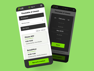 X-Fit (mobile version of a website) app application design fitnes fitness fitness club mobile mobile app mobile application mobile version responsive design ui website