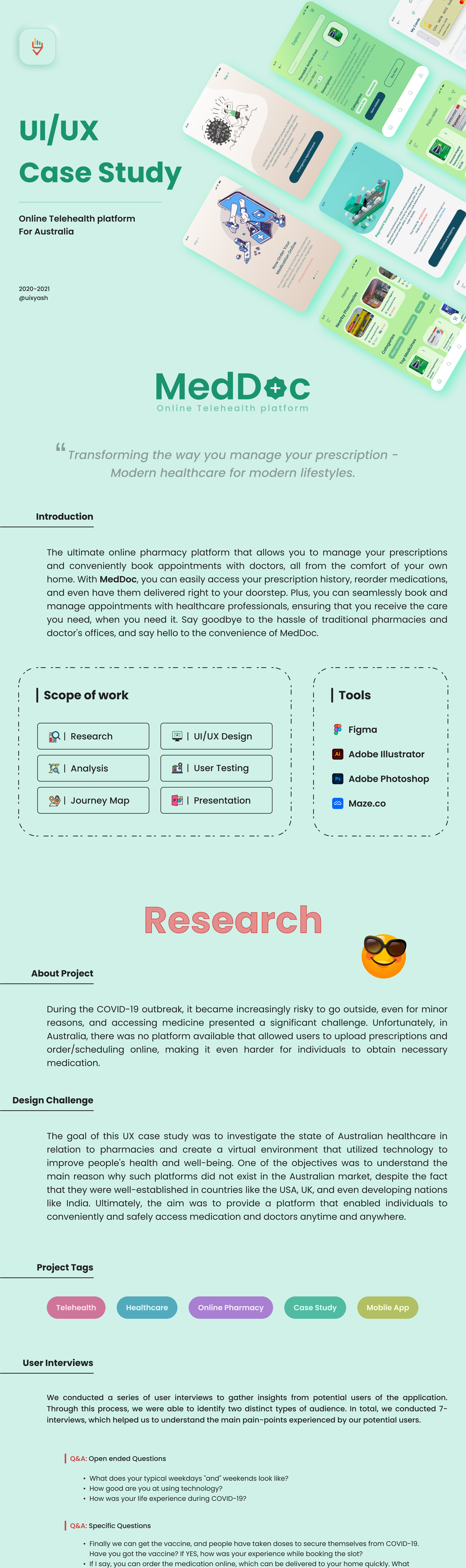 UI/UX Case Study • MedDoc (Online Pharmacy) case study digital health health tech healthcare medical mobile app online pharmacy online prescription online shopping pharmacy product design telehealth ui design ui inspiration uiux ux case study ux research