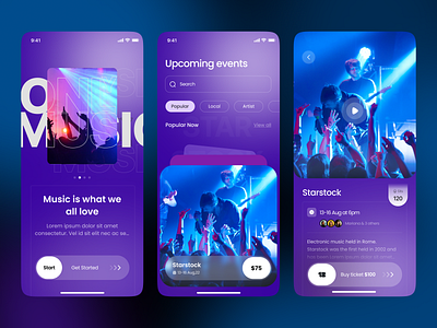 Event App Ui Design Exploration clean concert concert website design design event event app festival live streaming music music app music player music streaming party ticket ui design