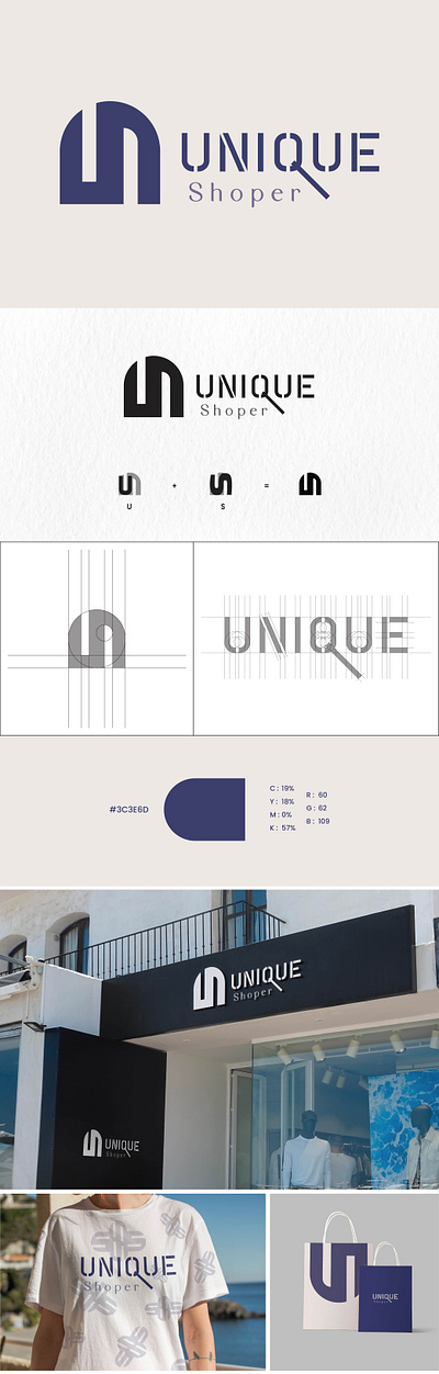 UNIQUE Shoper - Clothing shop logo branding graphic design illustration logo motion graphics ui