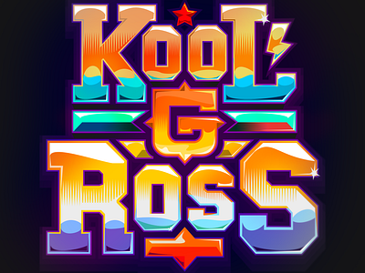 Kool G Ross Logotype block bright cartoon chrome design hiphop komorowski letters light logo logotype music orange rap serif space typography urban vector vivid