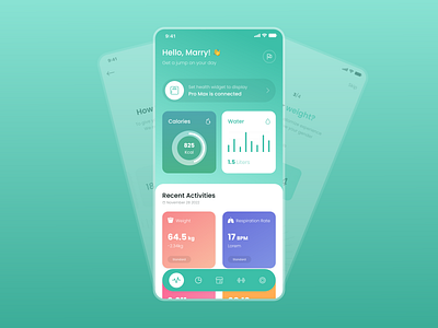 Daily Fit - Health appui dashboard eat excirece fit health homescreen landingpage mobile app uiux