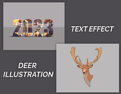 Text Effect & Deer Illustration adobe illustrator adobe photoshop branding corel draw design graphic design illustration logo text effeects ui vector