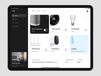 iPad Smart Home App UI app design ipad ipad app ipad dashboard ui