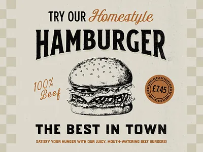 Hamburger vintage adv adv food hamburger illustration logo design press retro type sign stamp texture vintage font vintage sign