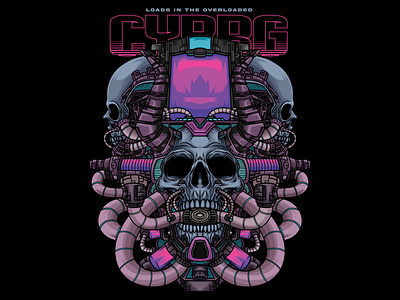 Cyborg Skull Illustration dead