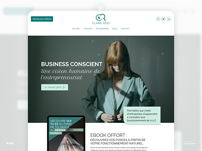 Accueil du site web de Claire Riou | Kost Digital formation en ligne kost digital landing page site web tunnel de vente ui design web design