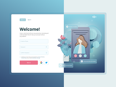 Registration page 3d concept design illustration registration signup site ui uxui webdesign website