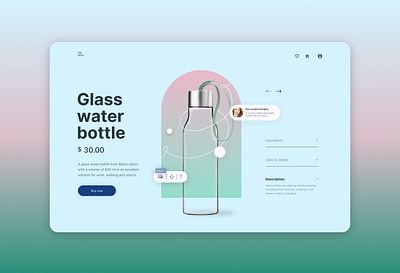 Glass water bottle branding cocept design graphic design store ui ux web webdesign