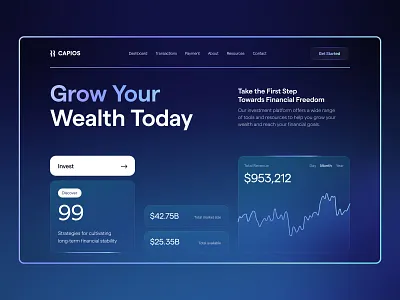 Capios - Investment Platform clean design fintech interface landing page transactions ui ux web web design website