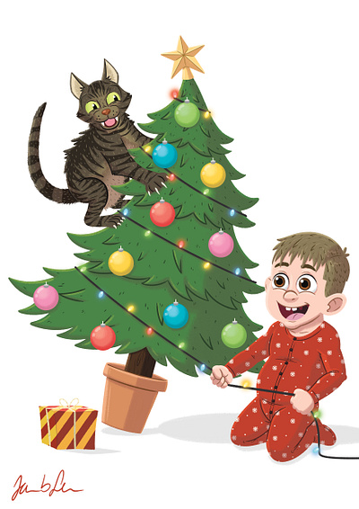 Christmas card commission. animation character childrens cute design illustration kids lit