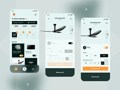 Smart Home Control App Design android app app design apps apps designer clean control app home control ios app minimal mobile app remote remote control room control app slider smart ac smart app smart home smart home app ui