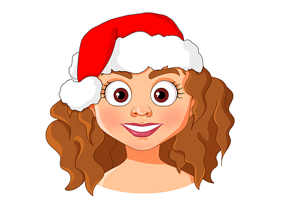 Santa girl character illustration children illustration digital art emoji emotion girl illustration portret santa smile sticker дитяча ілюстрація стікер ілюстрація