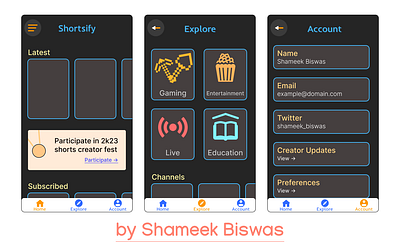 Shortsify - Go Worldwide! branding design shameek biswas ui ui design