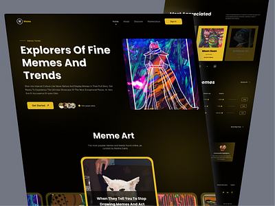 Meme Landing Page Redesign Dark landing page design lanidng page design nft nft design nft platform nft website redesign sell nft website design website redesign