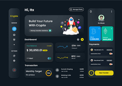 Crypto Dashboard Design adobe xd crypto dashboard design design design inspiration figma freelancing illustration landing page design landingpage responsive design ui ui design uiux user interface design ux ux design vector website design