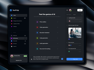 Webapp Dashboard - Dark Mode design ui