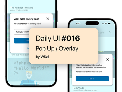 Daily UI #016. Pop Up / Overlay. app dailyui pop up ui