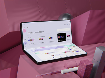 Dashboard Design Concept for Foldable Device 3d animation app design dashboard design design concept foldable foldable device graphic design interaction design interface mobile motion graphics project manager task manager ui user experience user interface ux ux design