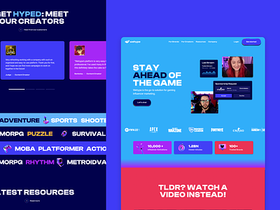 Wehype – Influencer Page 3d blue branding clean design gaming gradients homepage influencer logo together typography ui ux web web design wehype