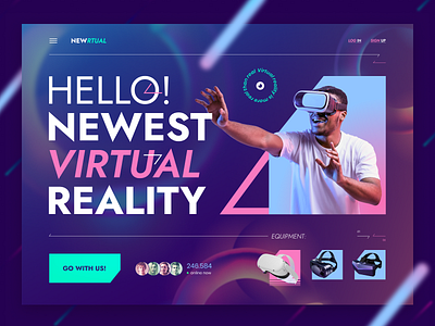 UI for online VR community 3d app branding commutity design figma graphic design htc vive landing page main page oculus playstation vr ui ux varjo aero virtual reality vr vr glasses