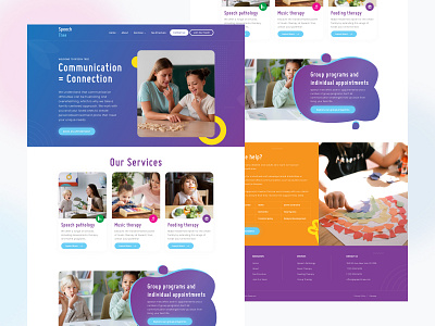 Colorful landing page for Speech pathology center blue clinic colorful creative design figma graphic design health healthcare landing page product landing psychologist purple therapy ui ui design ux web design website website design