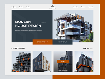 Renton - architect agency architecture design figma interface promo rental showcase visual design website