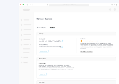 Merchant settings dashboard design ui ui ux ui design uidesign ux webapp