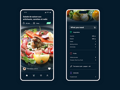 Miam 🥦 cooking app mobile app recipes ui ux wireframe