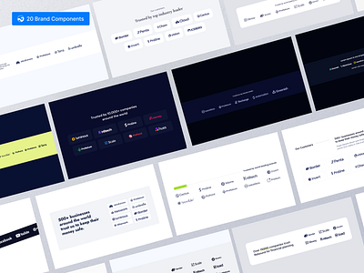 🔥Unique 20 Brand Components Design. app brand brand component branding business component design landing page logo marketing saas saas template software template ui ui ux web design webocean webocean brand section website design