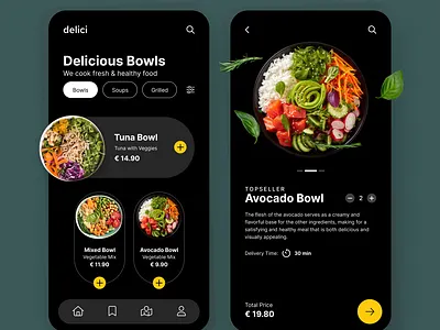 delici app avocado bowls food ordering